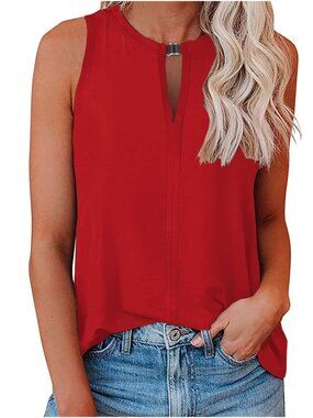 4/$20 Bright Red Pleated Sleeveless Camisole Small